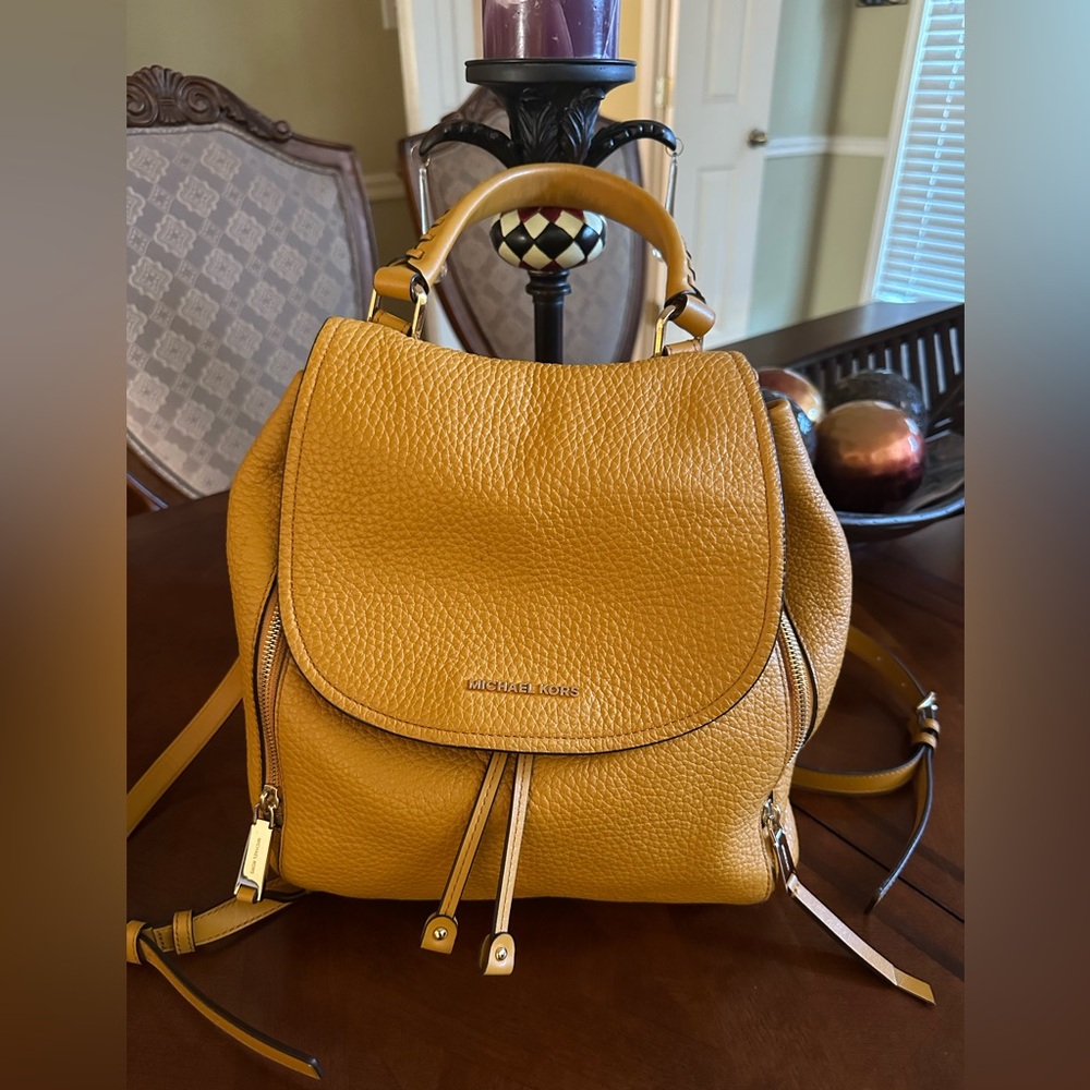 Michael Kors Mustard Leather Backpack